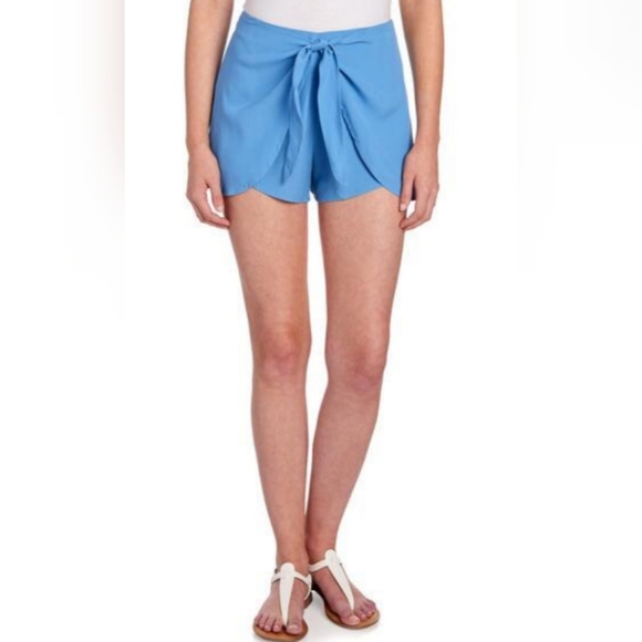 Blue Shorts w/ Wrap Front Detail - Picture 2 of 3